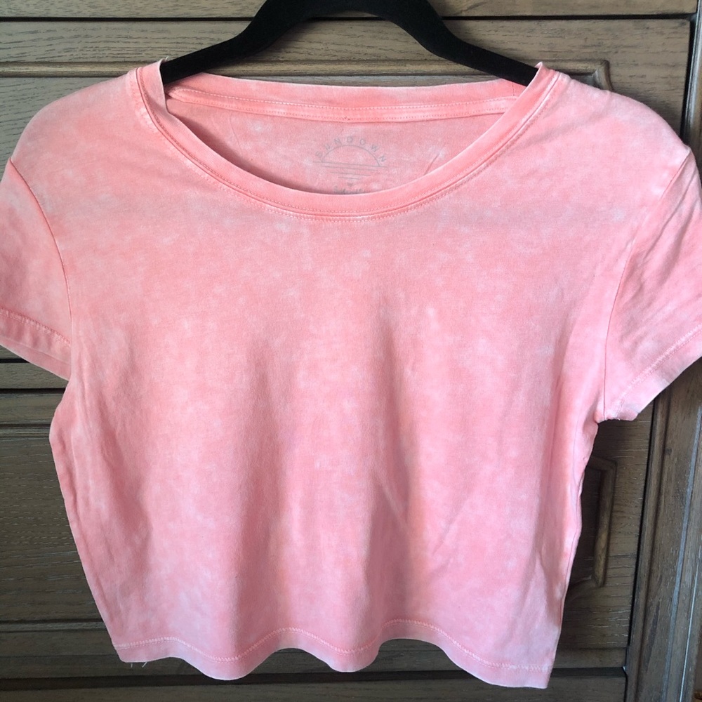 Splendid coral short sleeve crop top size L